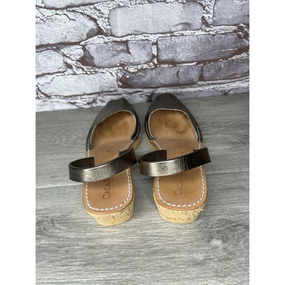 Calaxini Metallic Bronze Leather Avarca Wedge Slingback Sandals Women Sz 40EU/9M - Picture 5 of 16